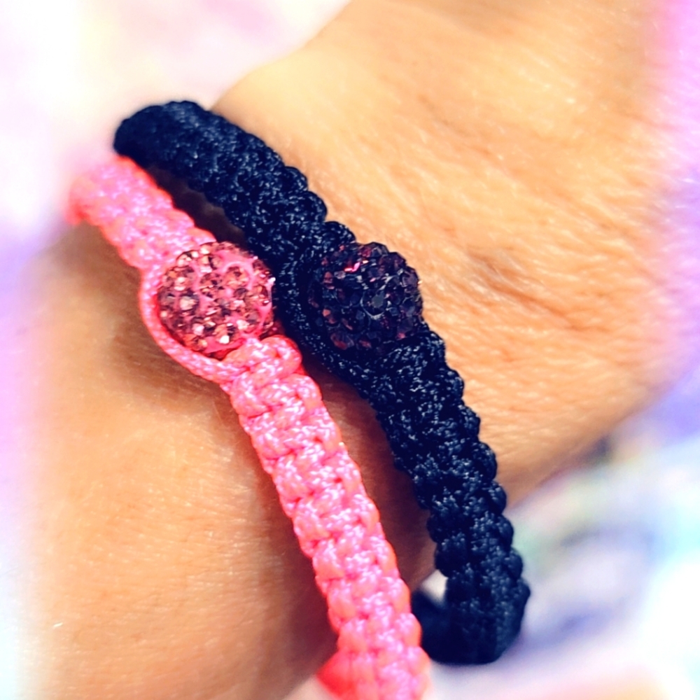 CHOICE OF COLORS! Bling Paracord Braided Bracelet, Adjustable